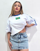 Blusinha Feminina Cropped Da Copa Do Mundo Do Brasil