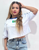 Blusinha Feminina Cropped Da Copa Do Mundo Do Brasil