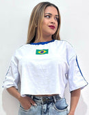 Blusinha Feminina Cropped Da Copa Do Mundo Do Brasil